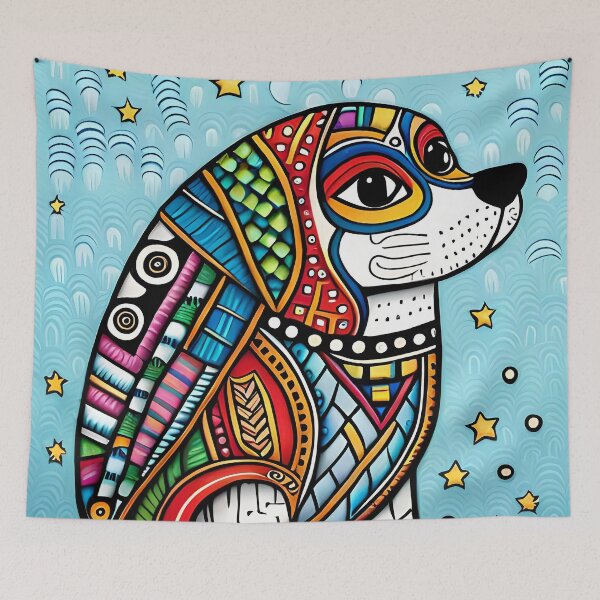Item preview, Doggie Delight": A Joyful Madhubani Artwork of Five Dogs designed and sold by DogBook.