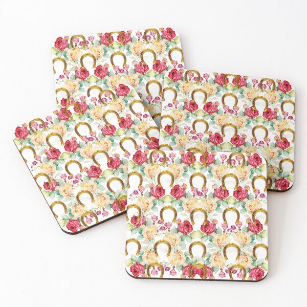 Item preview, Pattern. Roses and Gold Horseshoes designed and sold by KC Morcom.