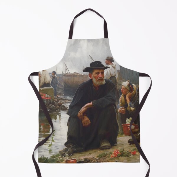 Item preview, Men having a break at the harbour, AI art designed and sold by MachinaeDreams.