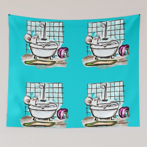 Item preview, Mouse bathes, watercolor, fine art designed and sold by janianna.