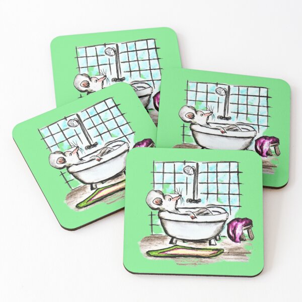 Item preview, Mouse bathes, watercolor, fine art designed and sold by janianna.