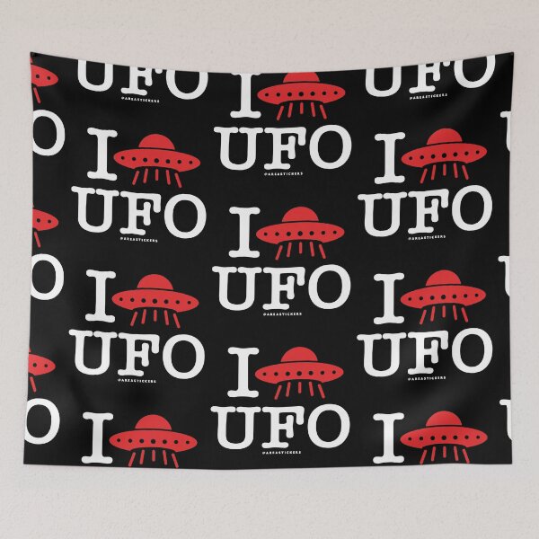 Item preview, I Love UFO - Black designed and sold by AreaStickers.