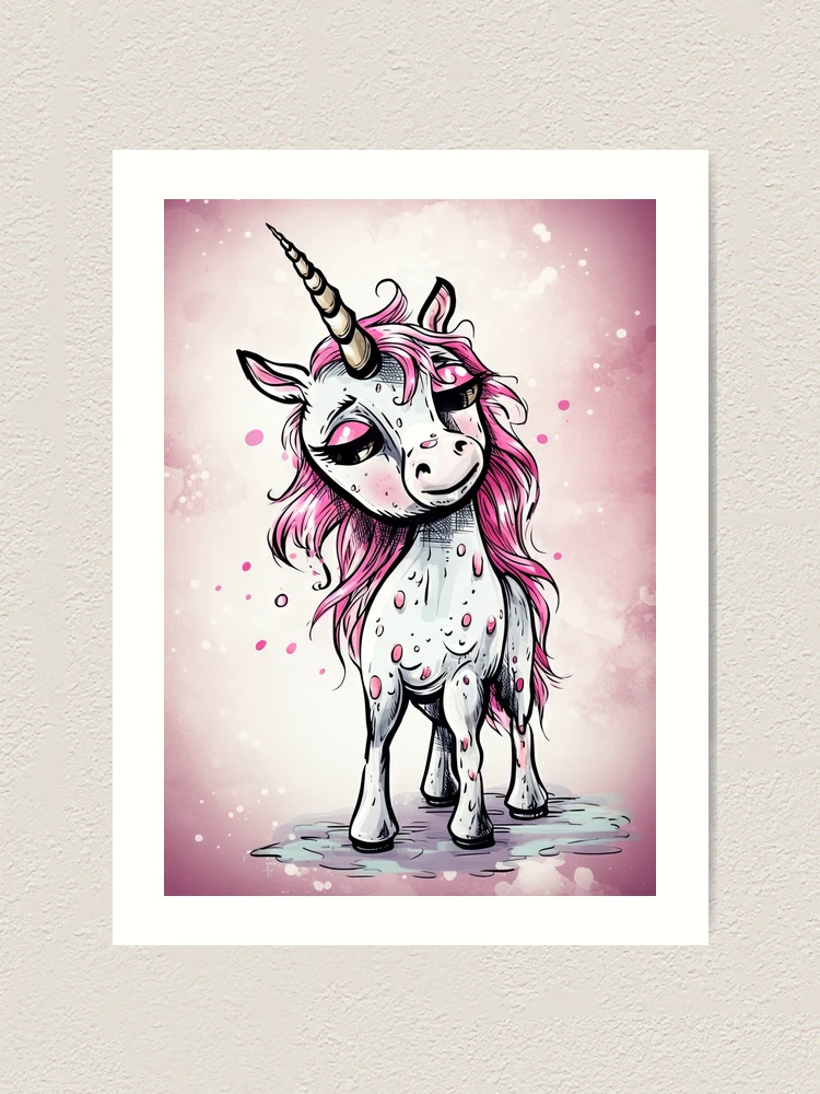 Fluffy Unicorn Art Print by Alis