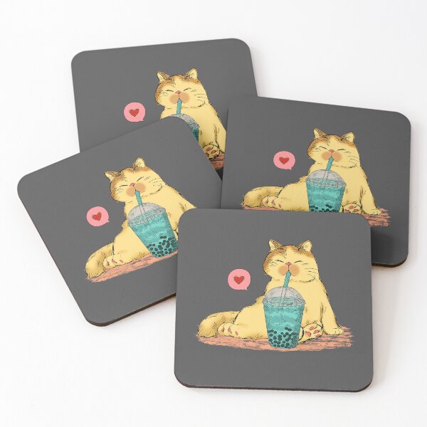 Item preview, Cat drinking boba tea designed and sold by SushiAnn.