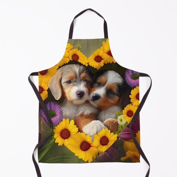 Artikelvorschau, Glückliche süße Welpen und Blumen mit Liebe von Brandon Cable entworfen und verkauft von BrandonArtWorld.