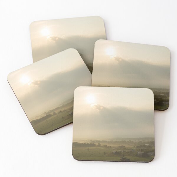 Item preview, Misty Sunrise on a Farm - an Aerial View  designed and sold by Georgia Mizuleva.