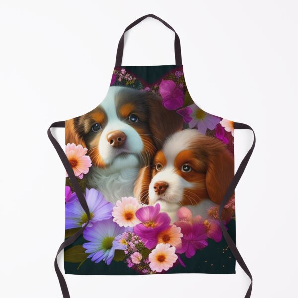 Artikelvorschau, Glückliche süße Welpen und Blumen mit Liebe von Brandon Cable entworfen und verkauft von BrandonArtWorld.
