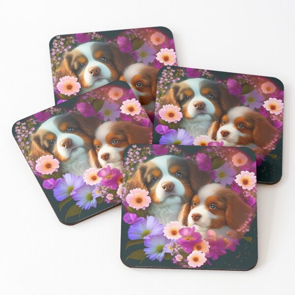 Item preview, Happy Cute Puppies and Flowers with Love By Brandon Cable designed and sold by BrandonArtWorld.