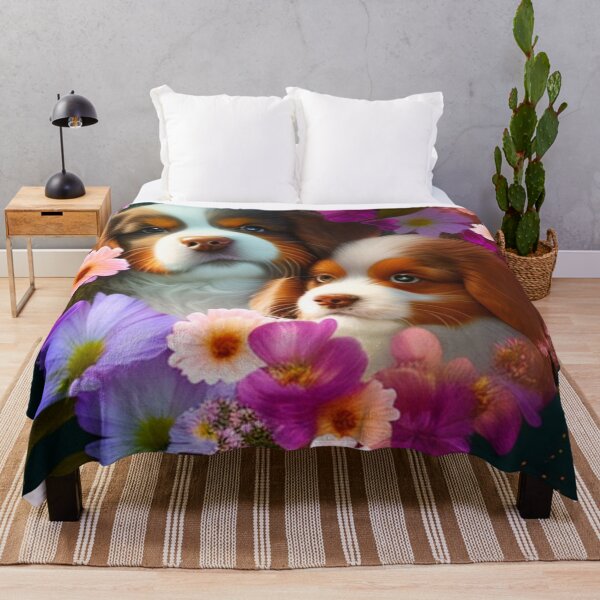 Item preview, Cachorros lindos felices y flores con amor por Brandon Cable designed and sold by BrandonArtWorld.
