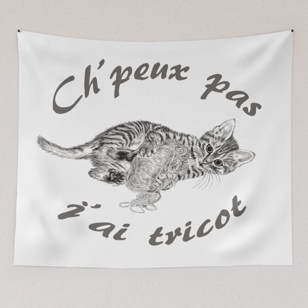 Item preview, Chaton à la pelota - graphite version, text in French designed and sold by SylvieG18.
