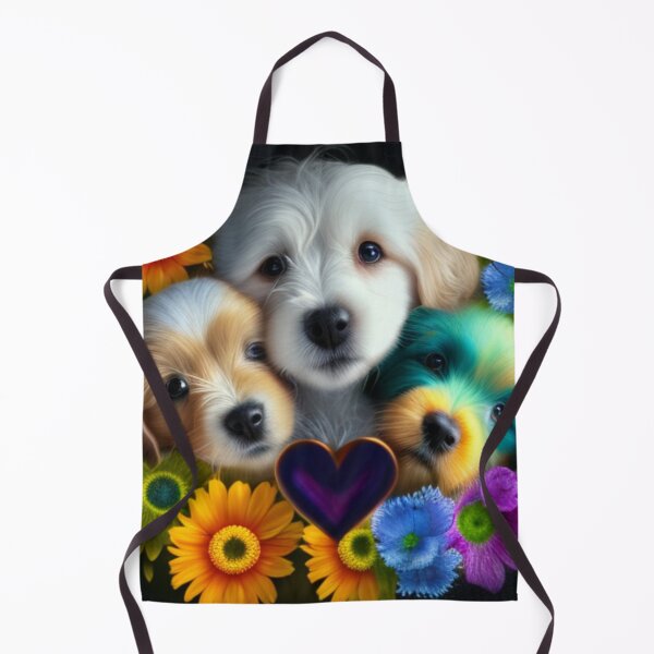 Artikelvorschau, Fröhliche süße Welpen und Blumen mit Liebe von Brandon Cable entworfen und verkauft von BrandonArtWorld.
