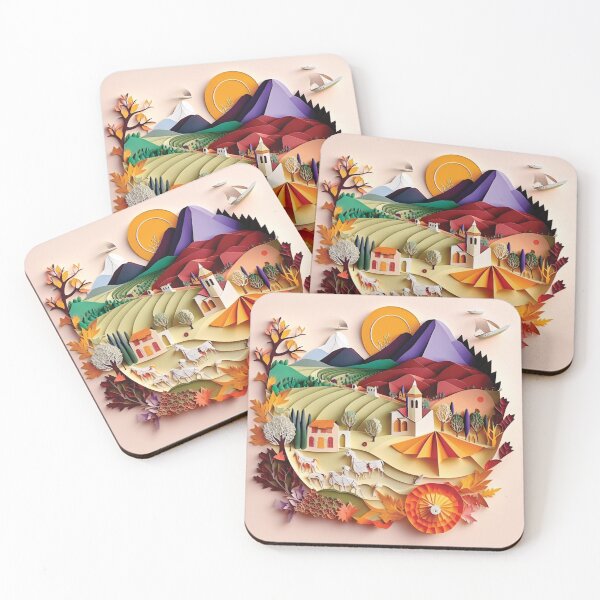 Item preview, church and animals with a big landscape, cut paper style designed and sold by artpapercuts.