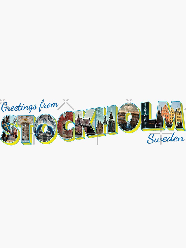 Greetings from Stockholm in Sweden Vintage style retro souvenir Sticker