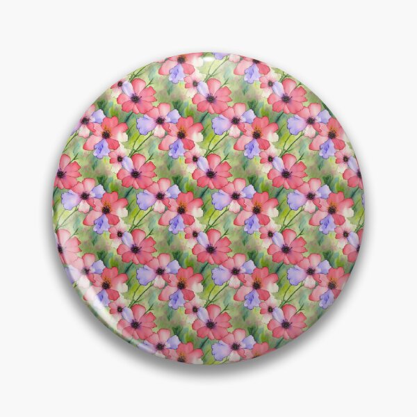 Item preview, Red and Purple Watercolor Flowers Diagonal Pattern on Green Background designed and sold by Aaron2610.
