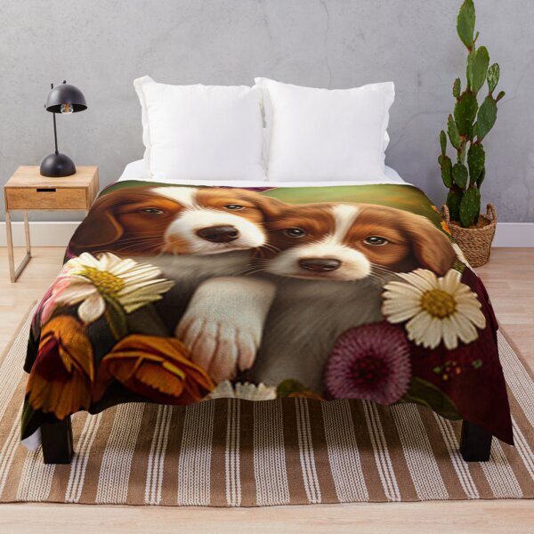 Item preview, Cachorros lindos felices y flores con amor por Brandon Cable designed and sold by BrandonArtWorld.