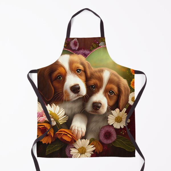 Artikelvorschau, Glückliche süße Welpen und Blumen mit Liebe von Brandon Cable entworfen und verkauft von BrandonArtWorld.