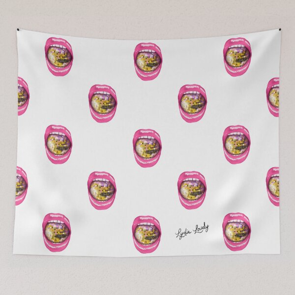 Artikelvorschau, Disco mouth pattern pastel yellow- white background entworfen und verkauft von Studio Lydia Lovely.