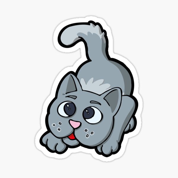 Petit chat gris pret à bondir Sticker
