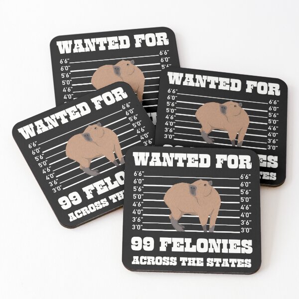 Item preview, Funny Wanted For 99 Felonies Capybara Animal Mugshot designed and sold by Kwoss.