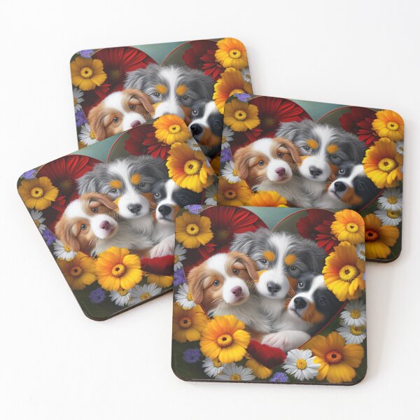 Item preview,  Happy Cute Puppies and Flowers with Love By Brandon Cable designed and sold by BrandonArtWorld.