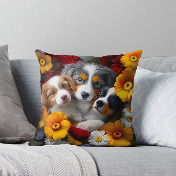 Item preview,  Happy Cute Puppies and Flowers with Love By Brandon Cable designed and sold by BrandonArtWorld.