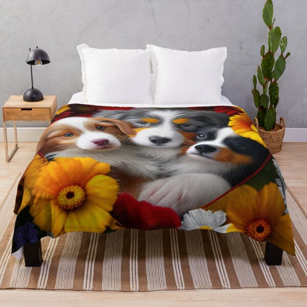 Item preview, Cachorros lindos felices y flores con amor por Brandon Cable designed and sold by BrandonArtWorld.