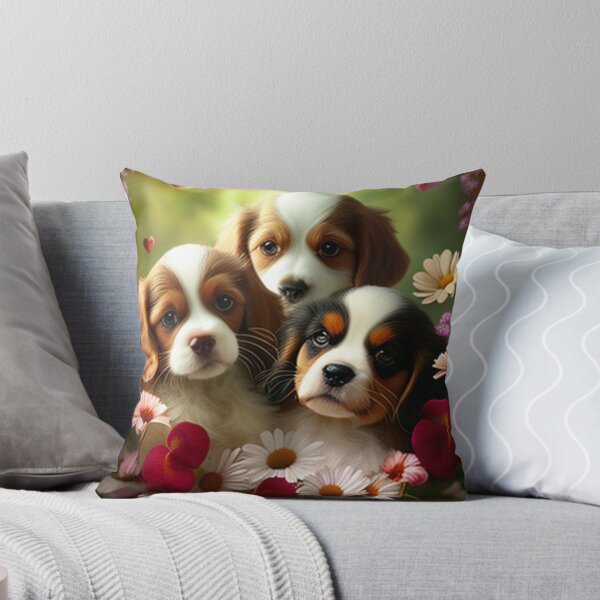 Item preview,  Happy Cute Puppies and Flowers with Love By Brandon Cable designed and sold by BrandonArtWorld.