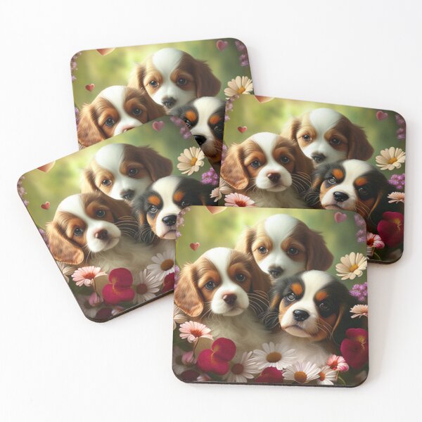 Item preview,  Happy Cute Puppies and Flowers with Love By Brandon Cable designed and sold by BrandonArtWorld.