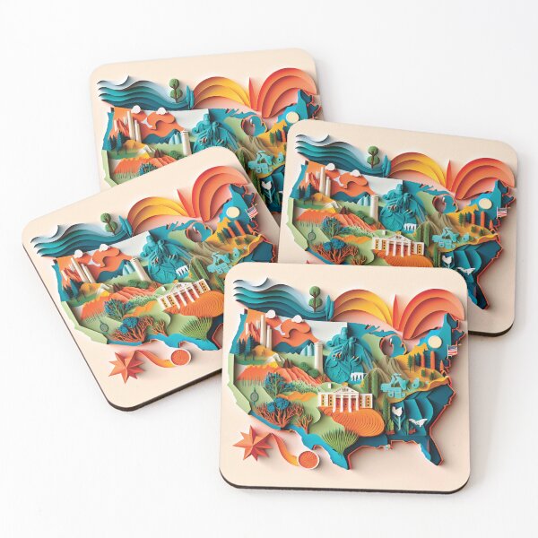 Item preview, United States of America map, paper cut style designed and sold by artpapercuts.