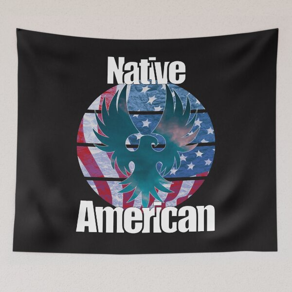 Item preview, Native American with eagle and flag designed and sold by CarrieTDesigns.