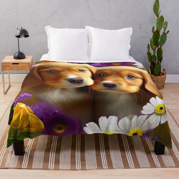 Item preview, Cachorros lindos felices y flores con amor por Brandon Cable designed and sold by BrandonArtWorld.