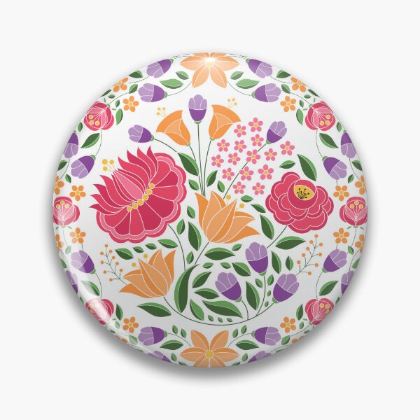 Item preview, Kalocsai folk art flowers circle pattern designed and sold by Kormix.