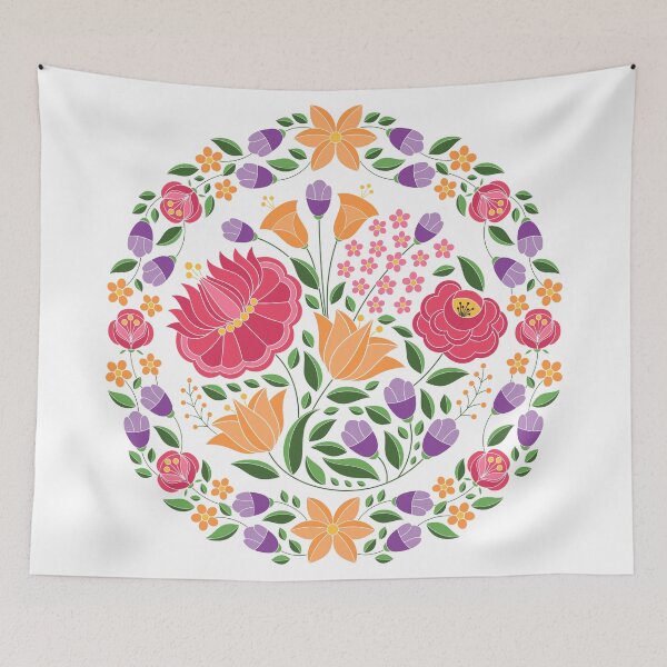 Item preview, Kalocsai folk art flowers circle pattern designed and sold by Kormix.