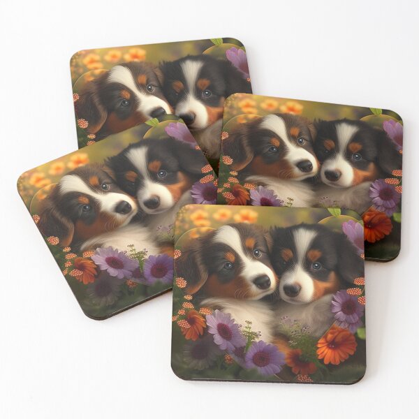 Item preview,   Happy Cute Puppies and Flowers with Love By Brandon Cable designed and sold by BrandonArtWorld.