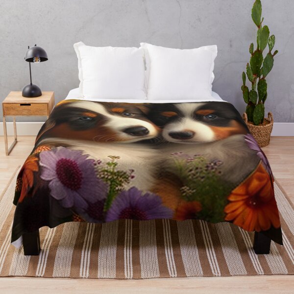 Item preview, Cachorros lindos felices y flores con amor por Brandon Cable designed and sold by BrandonArtWorld.