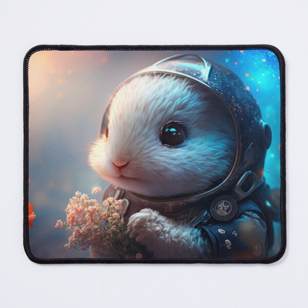Item preview, A cute baby rabbit astronaut in space with floral and space background. designed and sold by HappyPrompt.