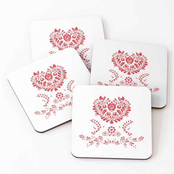 Item preview, Kalocsai folk art flowers red heart pattern designed and sold by Kormix.