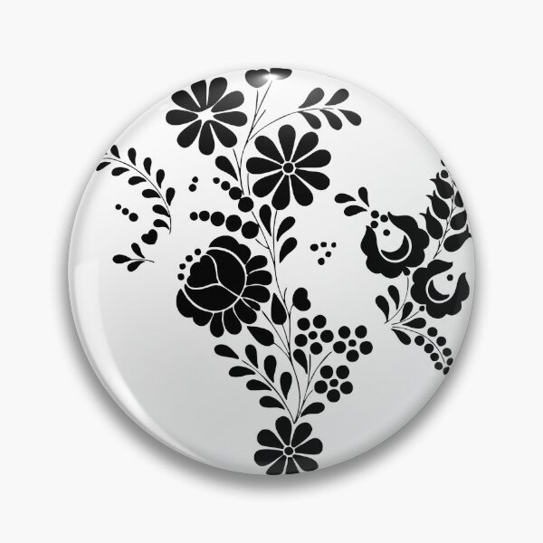 Item preview, Kalocsai folk art black flowers designed and sold by Kormix.
