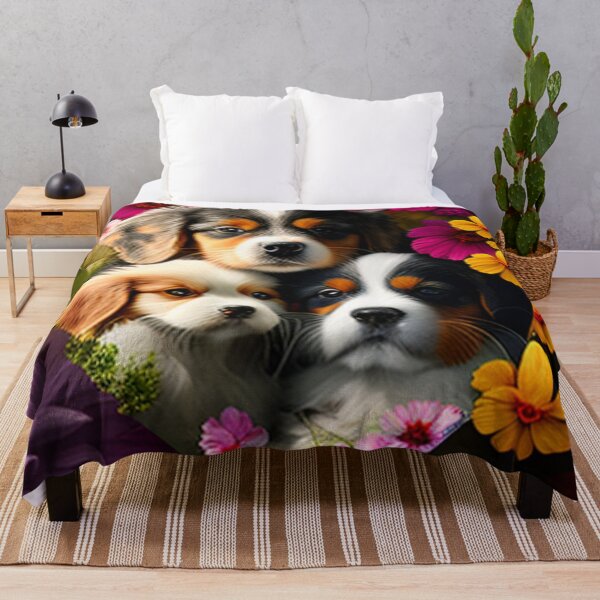 Item preview, Cachorros lindos felices y flores con amor por Brandon Cable designed and sold by BrandonArtWorld.