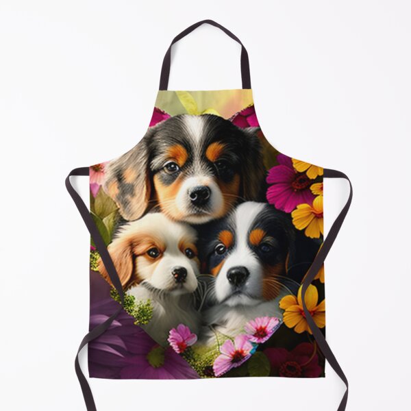 Artikelvorschau, Glückliche süße Welpen und Blumen mit Liebe von Brandon Cable entworfen und verkauft von BrandonArtWorld.