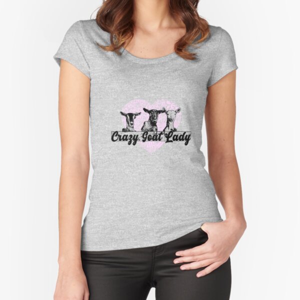 Crazy goat lady Love Goats T-Shirt Design - Floral Farm Girl Tee Fitted Scoop T-Shirt