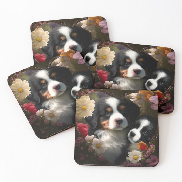 Item preview,  Happy Cute Puppies and Flowers with Love By Brandon Cable designed and sold by BrandonArtWorld.