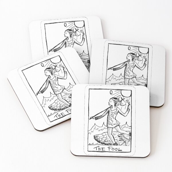 Item preview, The Fool Tarot Card (black line drawing) designed and sold by GreenBowlerHat.