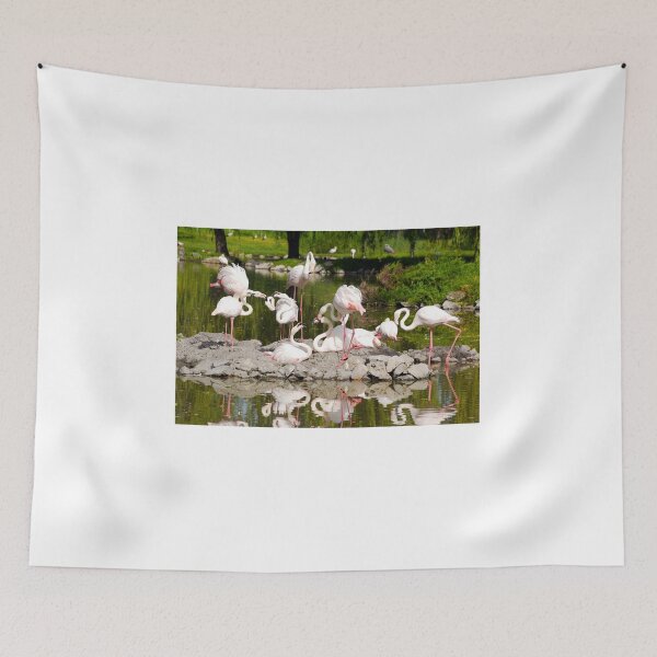 Item preview, Nature wildlife scene with flamingos on water designed and sold by goceris.