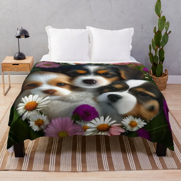 Item preview, Cachorros lindos felices y flores con amor por Brandon Cable designed and sold by BrandonArtWorld.