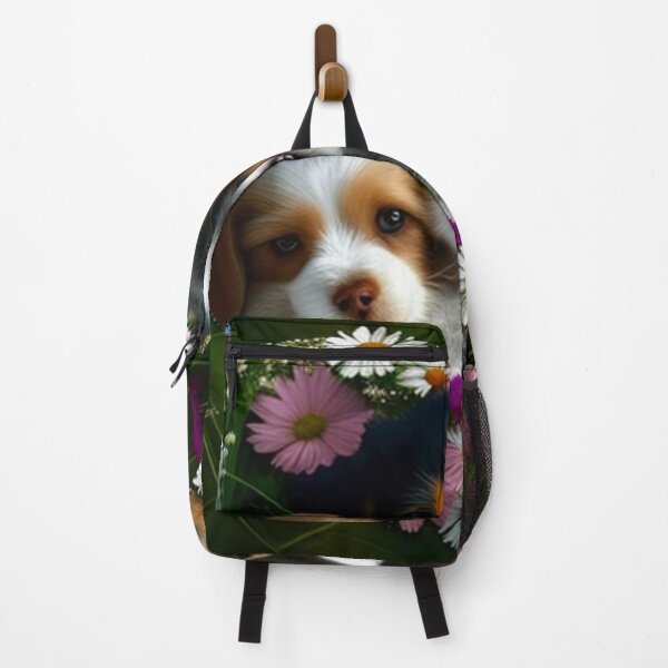 Artikelvorschau, Glückliche süße Welpen und Blumen mit Liebe von Brandon Cable entworfen und verkauft von BrandonArtWorld.