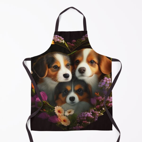 Artikelvorschau, Glückliche süße Welpen und Blumen mit Liebe von Brandon Cable entworfen und verkauft von BrandonArtWorld.