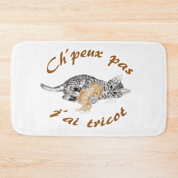 Item preview, Chaton à la pelota - graphite and brown colored version, text in French designed and sold by SylvieG18.