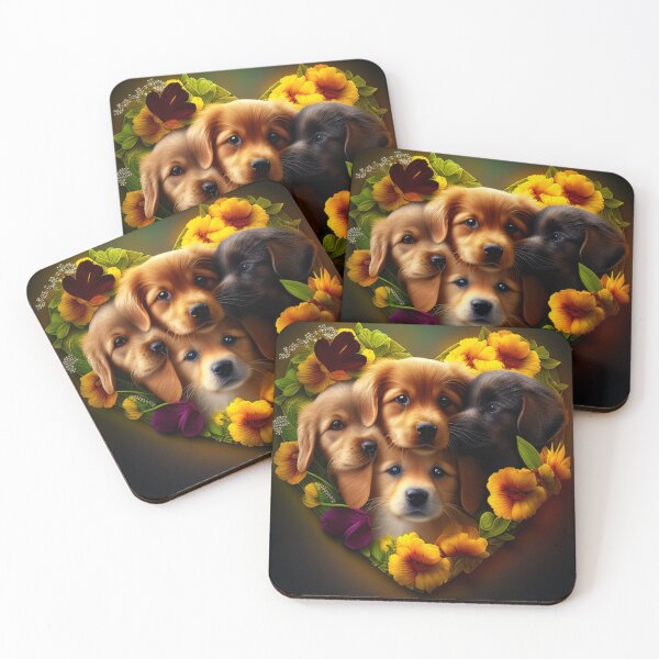 Item preview,  Happy Cute Puppies and Flowers with Love By Brandon Cable designed and sold by BrandonArtWorld.