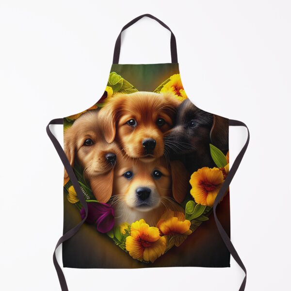 Artikelvorschau, Glückliche süße Welpen und Blumen mit Liebe von Brandon Cable entworfen und verkauft von BrandonArtWorld.